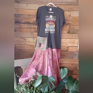 Upcycled Pink and Gray Women's Dress